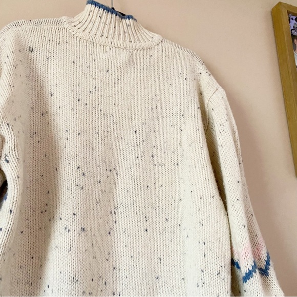 Vintage East 62• cream pastel flower knit pullover women’s size large - Picture 12 of 13